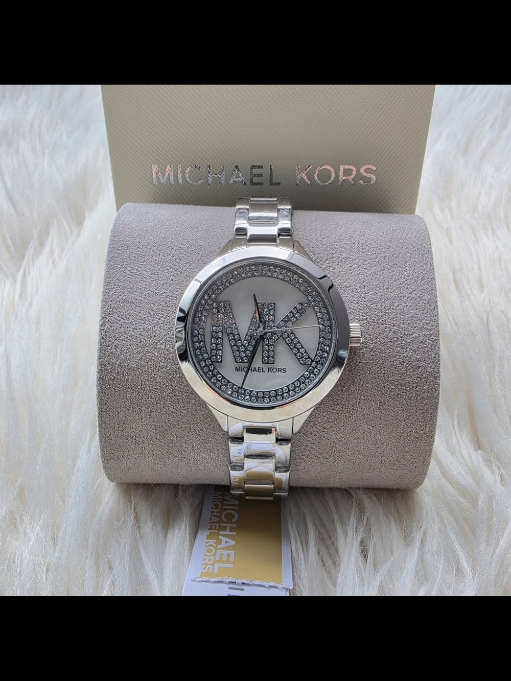 Michael Kors Silver Crystal MK Logo Watch Original Brand New